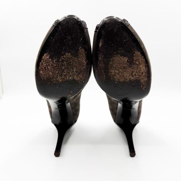 Louis Vuitton LV Monogram Brown Peep Toe Pumps Heels EU 41 US 11 - Picture 9 of 11
